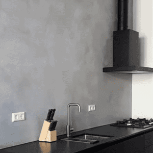 Betonlookverf - inspiratie - keukens - kiezel - modern